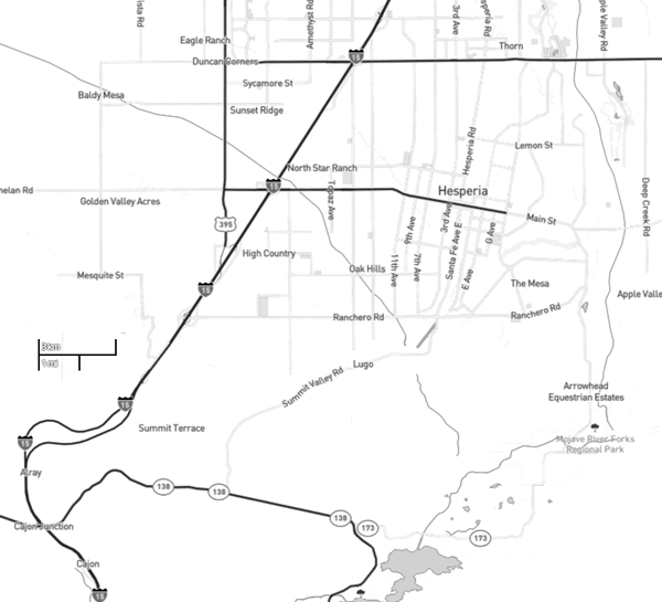 map of City of Hesperia in Mojave High Desert