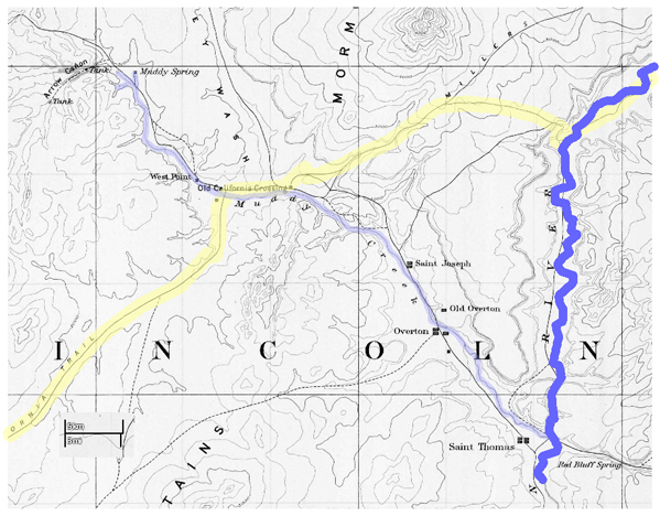Map of Muddy River in Nevada