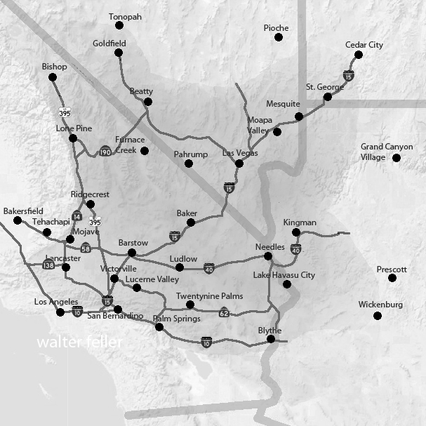 General area road map for the greater Mojave Desert